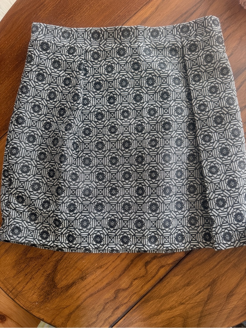 Blue Rain Black & White Floral Geometric Mini Skirt